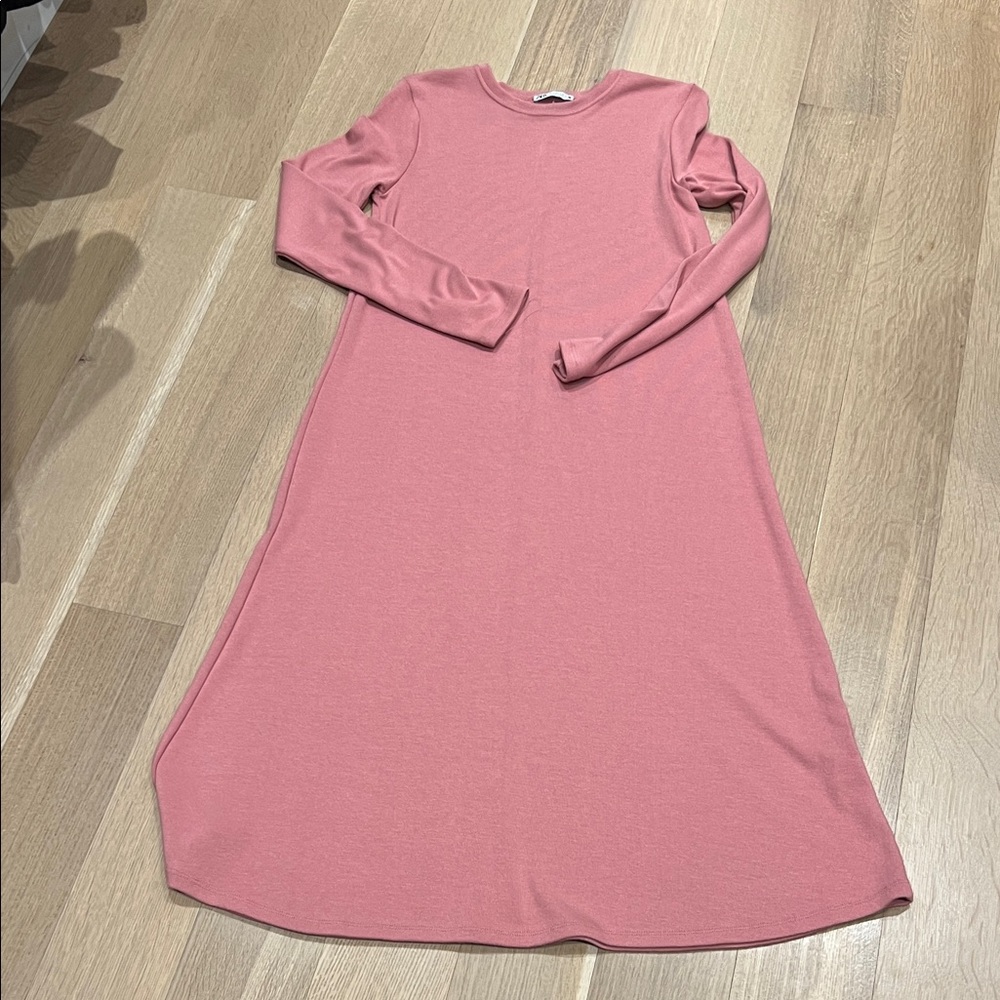 Zara Long Sleeve A-Line Dress in Dusty Pink